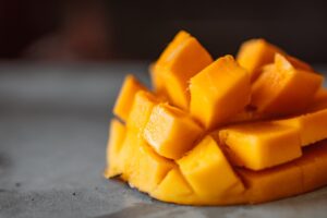 A sliced mango