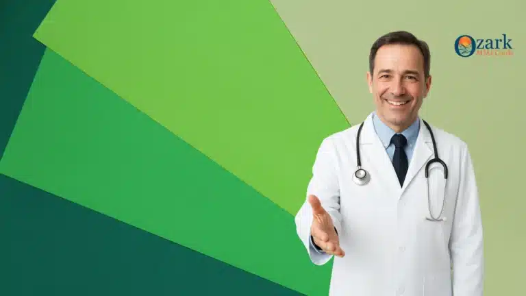 Friendly medical marijuana doctor reaching out to help patients understand the qualifying conditions for Medical Card in Florida.
