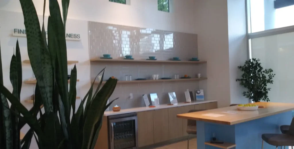 Bright, modern interior of Surterra Wellness, a medical marijuana dispensary in Florida designed for patient comfort and wellness.