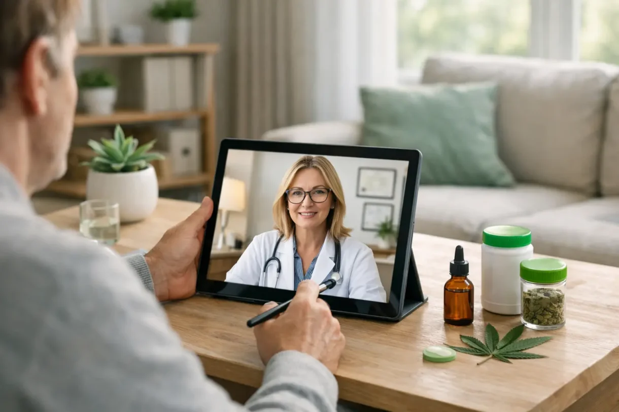Patient attending an online medical marijuana consultation with a licensed provider in Pennsylvania