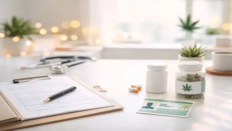 Medical marijuana card, forms, and cannabis products for patients searching for a Medical Marijuanas Doctor Near Me