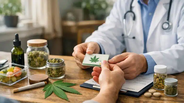 Patient receiving a medical marijuana card from a doctor for a Medical Marijuana Card in Lower Merion