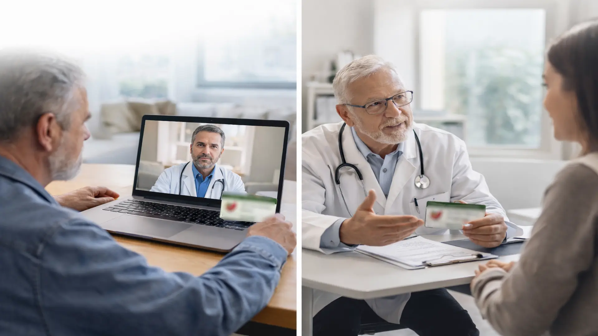 Telemedicine appointment on laptop compared with in-person doctor consultation in Arkansas