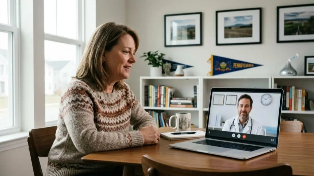 Patient completing a Medical Marijuana Card in Lebanon telehealth consultation with a Pennsylvania doctor.