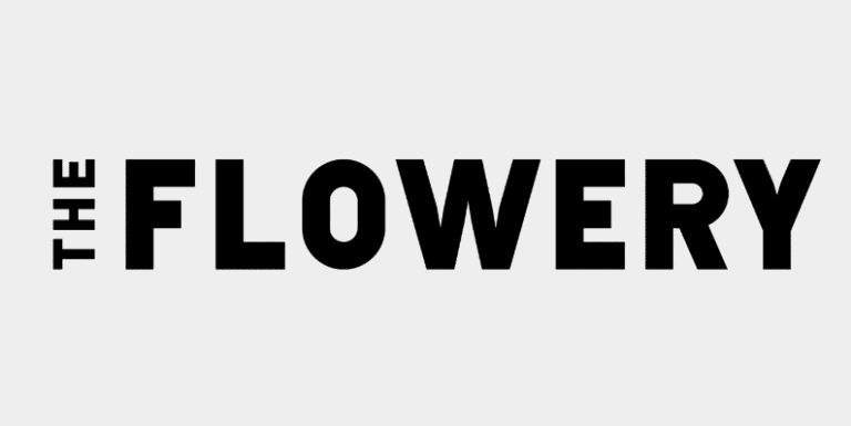 The Flowery dispensary logo featuring bold black text on a light background.