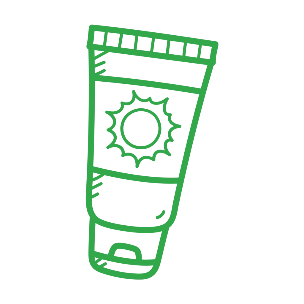 Green line icon of a squeeze tube with a sun symbol labeled "Topicals" representing medical marijuana lotions and creams.