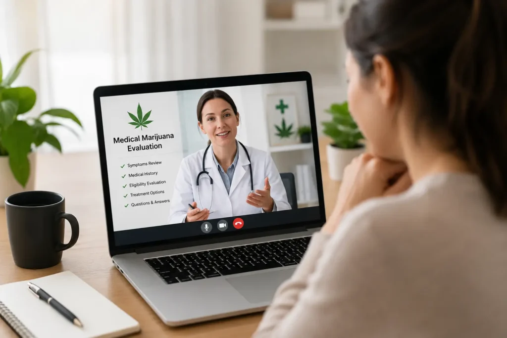 Patient getting evaluated for a medical marijuana card in Bella Vista AR