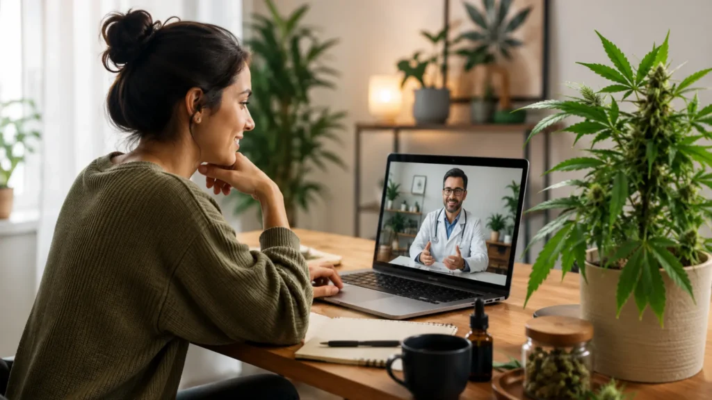 A patient meeting with a medical marijuana doctor online renewal of a medical marijuana card in Mountain Pine.