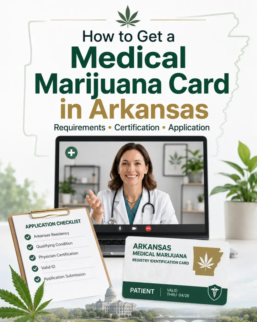 Learn how to get a medical marijuana card in Arkansas, the requirements, qualifying conditions, and how to register with the state after your appointment