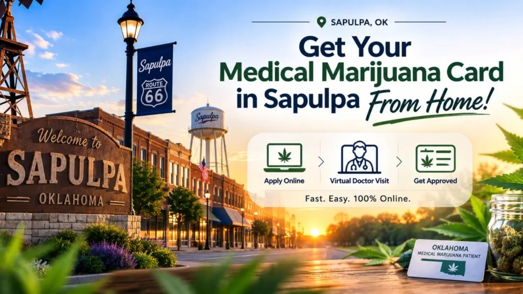 Medical marijuana card in Sapulpa consultation with an MMJ doctor through a convenient online telehealth appointment.